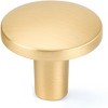 attop Round Cabinet Knobs, Solid Brass Dresser Knobs Brushed Gold Cabinet Knobs for Kitchen Drawers(12Pcs, 1.1"x0.78") - 2 of 4
