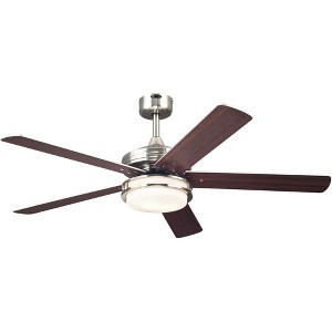 Westinghouse Castle Ceiling Fan with LED Light, Reversible Blades, Remote Control, Modern Indoor Outdoor Ceiling Fan, 52 Inch, Brushed Nickel Finish - 1 of 4