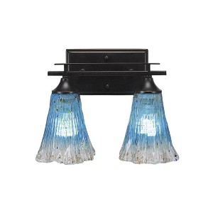 Toltec Lighting Uptowne 2 - Light Vanity in  Dark Granite with 5.5" Fluted Teal Crystal  Shade - 1 of 1