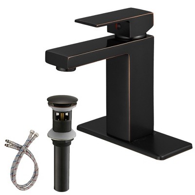BWE Single Hole Single-Handle Low-Arc Bathroom Faucet With Pop-up Drain Assembly
