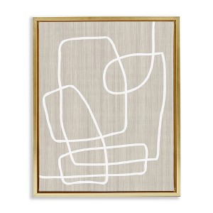 Stupell Industries Contemporary White Line Shapes Minimal Grain Design Floating Frame Canvas Art, Gold, 17" x 21" - 1 of 4