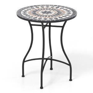Tangkula 24" Bistro Table w/ Ceramic Tile Tabletop Heavy-Duty Metal Structure Patio - 1 of 4