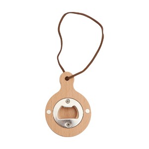Unique Bargains Bottle Opener Magnetic Plain Bottle Opener Beech Wood Handle Magnet Wood Light Brown 2.36"x3.35"x0.47" 1 Pcs - 1 of 4
