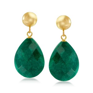 Ross-Simons 18.00 ct. t.w. Emerald Teardrop Earrings in 14kt Yellow Gold - 1 of 4