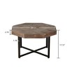 Wood Octagonal Vintage Patchwork Craft Farmhouse 30 Inch Wooden Table Top Cross Metal Legs Coffee Table for Living Room - 4 of 4