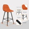 Brown 25.5 Inch Bar Stools, Set of 2 Modern Metal Bar Height Bar Stools - 3 of 4