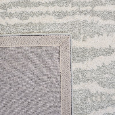 Light Grey and Ivory Hand-Tufted Wool and Viscose Area Rug