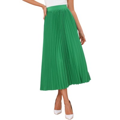INSPIRE CHIC Women's High Waist Side Zipper Casual Party Flowy Pleated Maxi Skirt