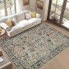 Washable Boho Vintage Runner Rug, Soft Low Pile Non-Slip Carpet for Hallway, Kitchen, Entryway, Neutral Retro Pattern - 2 of 4