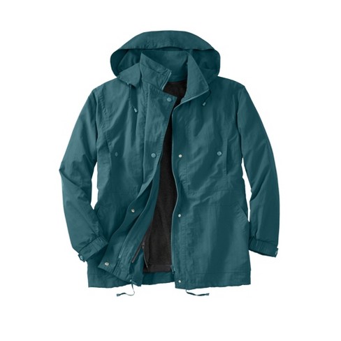 KingSize Men's Big & Tall Fleece-lined Taslan Anorak - Big - 6XL, Midnight  Teal Green