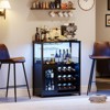 36 Inch Tall Bar Cabinet, Adjustable Shelves Wine Rack Table with Removable Wine Rack and Mesh Door - 2 of 4
