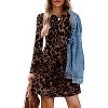 2025 Women's Long Sleeve Sweater Dress for Fall, Crew Neck Knit Midi Dress Leopard - 4 of 4