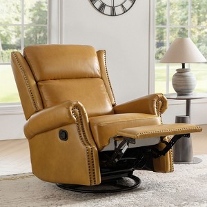 Lauren Genuine Leather Manual Swivel Glider Recliner|HULALA HOME - 1 of 4