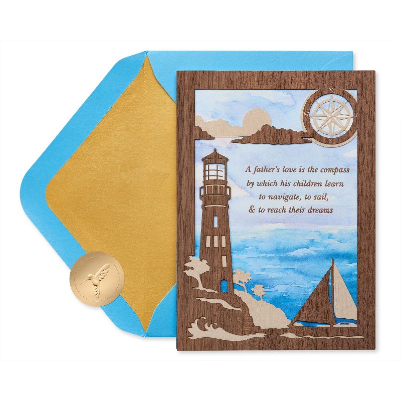 Father&#39;s Day Card Lasercut Lighthouse - PAPYRUS, 1 of 6