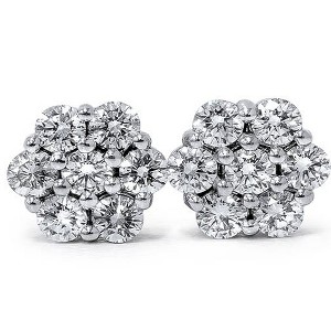 Pompeii3 1ct Pave Fire Diamond Studs 14K White Gold - 1 of 3