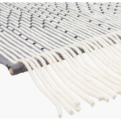 Medium Gray Cotton Woven Wall Hanging with Fringe