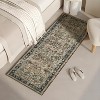Vintage Floral Washable Rug Non-Slip, Retro Low Pile Throw Rug for Living Room Bedroom Dining Room, Soft Foldable Carpet - 2 of 4