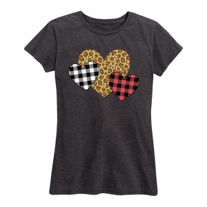Women's - Instant Message - Patterned Hearts Short Sleeve Graphic T-Shirt - 1 of 4