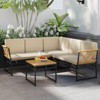 Costway 4 Piece Outdoor Sectional Sofa Set L-Shaped Metal Conversation Set with Cushions - 4 of 4