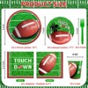 DYLIVeS Football Party Supplies Paper Plates and Napkins Football Game Birthday Party Dinner Plates Superbowl Party Dessert Plates Napkins Cups Forks - 2 of 4
