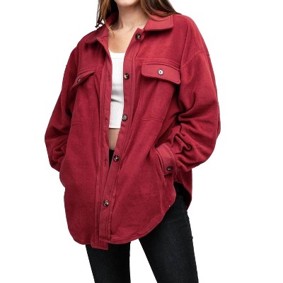 Women's Fleece Buttoned Down Oversized Jacket - BiBi