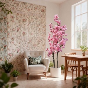 60"-70" Artificial Cherry Blossom Tre with Flowers in Pot for Home Garden Office Party Wedding Hotel Decor - 1 of 4