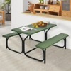 Gymax Picnic Table & Bench Set Outdoor Picnic Table Bench Set w/ Metal Frame & All Weather-resistant Surface Camping Table Set Black/Green/Grey/White - 3 of 4