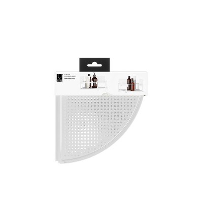 White Metal Corner Shower Caddy Set with Suction Mount