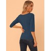 INSPIRE CHIC Women's Classic Solid Elbow Sleeves Round Neck Slim Fit T-Shirts - 4 of 4