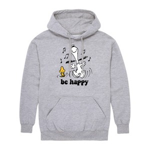 Men's - Peanuts - Be Happy Dance Snoopy and Woodstock Graphic Fleece Pullover Hoodie - 1 of 4