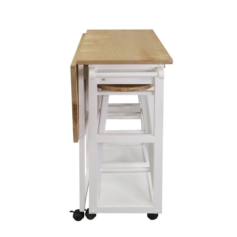 Square Hardwood Drop Leaf Table Top Breakfast Cart Natural/White - Flora Home, 5 of 20
