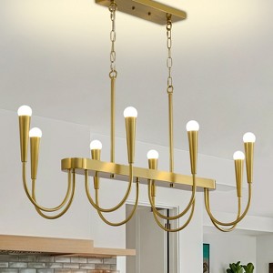 BAOURE 14-Light Gold Industrial Chandelier - 78.74" Rustic Kitchen Island Lighting-  Farmhouse Linear Chandeliers for Large Kitchen Islands & Dining - 1 of 4