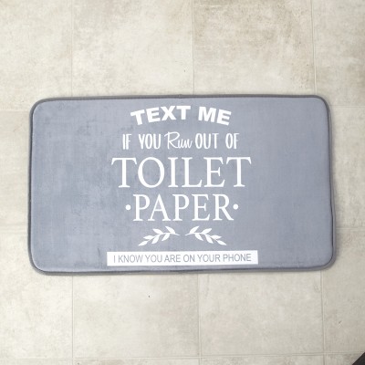Lakeside Text Me if You Run Out of Toilet Paper Bathroom Rug with Nonslip Latex Backing