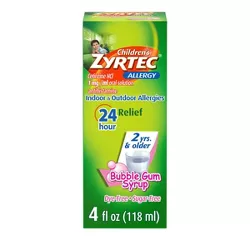 Children's Zyrtec 24 Hour Allergy Relief Syrup - Bubble Gum - Cetirizine - 4 fl oz