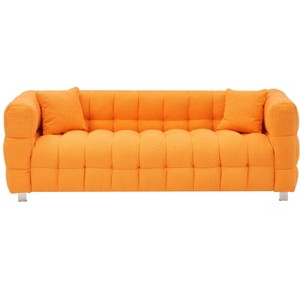 VYNXARIA Pink Teddy Fleece Sofa - 80 Inch, Perfect for Living Room or Bedroom, Complete with Two Throw Pillows and Sturdy Hardware Foot Support - 1 of 4