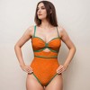 Anna-Kaci Swim Women's Eyelet Lace One Piece Swimsuit with Keyhole Cutout and Contrast Trim Detail - 4 of 4