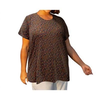 Women's Printed Scoop Neck Short Sleeve Taylor Tunic - Plus Size - On The Plus Side