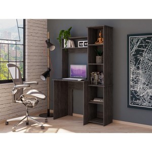 NicBex Home Office Desk 38.7" W Modern Writing Desk with 5-Tier Open Storage Bookshelves and Wooden Frame for Office, Study, Living Room - 1 of 4