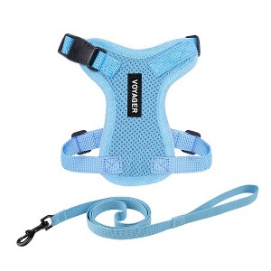 Step-in Lock Adjustable Cat Harness w. Cat Leash Combo Set with Neoprene Handle 5ft - Small, Medium and Large Breed Cats - 1 of 4
