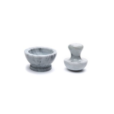 White Marble Mortar and Pestle Set for Kitchen