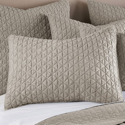 Tan Reversible Microfiber Full Quilt Set with Diamond Pattern