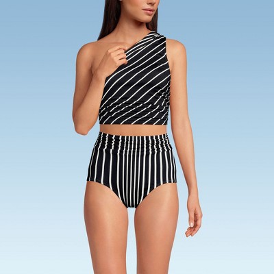 Lands' End Women's D-Cup Ruched One Shoulder Tankini Top