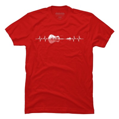 Men's Design By Humans Nature Guitar Heart Beat By Maryedenoa T-Shirt
