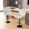 Modern Bar Stools Set of 2, Faux Leather Upholstered Swivel Counter Stools with Back, Adjustable from 21.2” to 29.6" for Kitchen Island, Bar - 2 of 4
