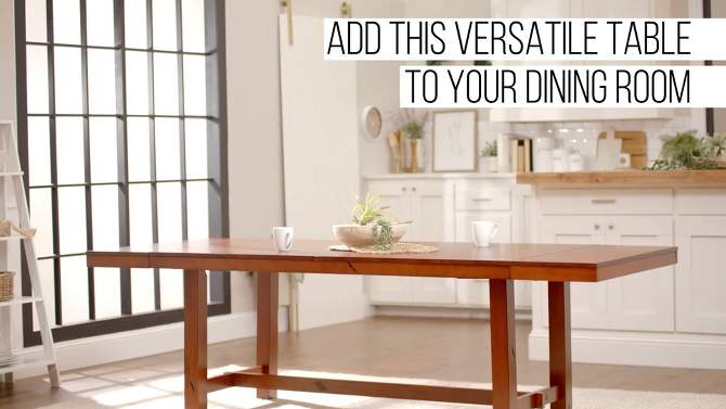 77&#34; Wood Extendable Dining Table Distressed Dark Oak - Saracina Home, 2 of 7, play video