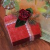 Northlight 8" Red and Green Floral Accent Christmas Gift Box Decor - 3 of 3