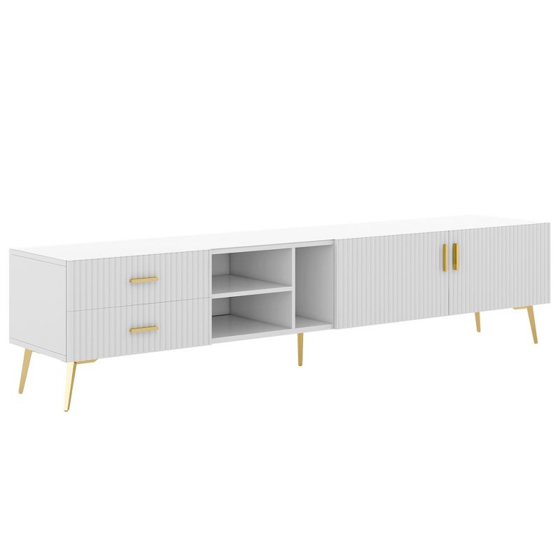 Modern TV Stand for TVs up to 77'' with 5 Champagne Legs-ModernLuxe, 5 of 13