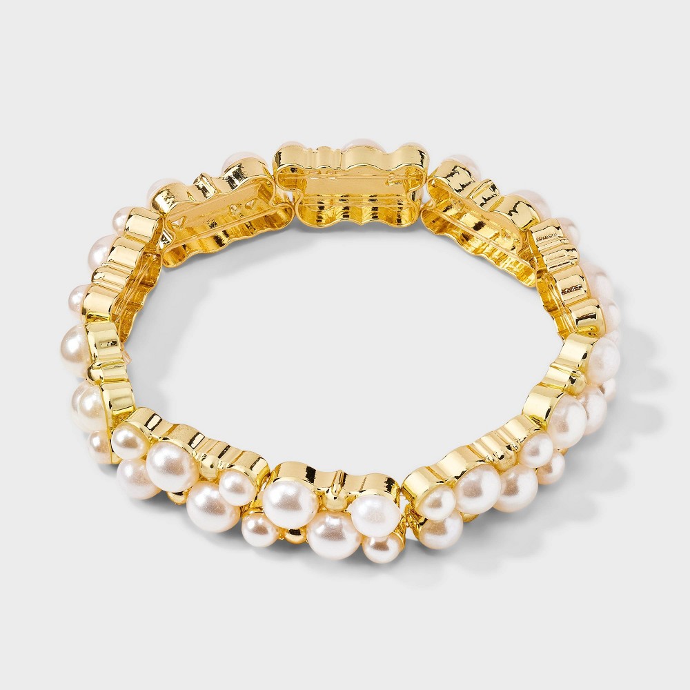 Photos - Bracelet SUGARFIX by BaubleBar Clustered Pearl  - Gold