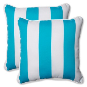 Cabana Stripe 2pc Outdoor Throw Pillows - Pillow Perfect - 1 of 3