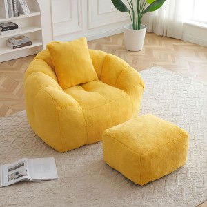 Sapphtopaz Giant Shell-Shaped Bean Bag Chair with Footstool Oversized Lazy Sofa Chair Bean Bag Chairs for Adults for Gaming, Watching TV - 1 of 4